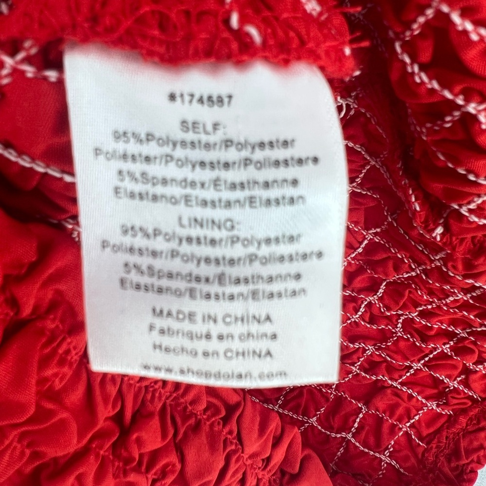 Anthropologie Dolan Red Puff Sleeve Pebble Smocked Ruched Midi Dress Size XS - Picture 8 of 12